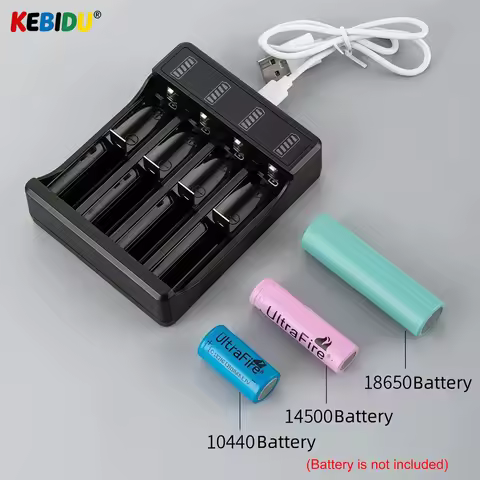 KEBIDU 18650 Battery Charger 2/4 Slots DC 5V Charger For 18650 14500 10440 Battery 3.7V Rechargeable
