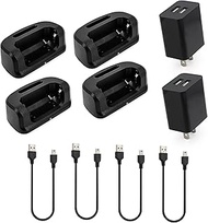 4 Pack KD-C1 Charger Base & 2 in 1 Station Power Adapter with Dual USB, Compatible with RT22 RT22S R