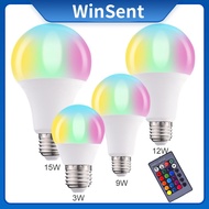 RGB LED Bulb E27 9W/12W/15W color-changing bulb, with remote control, dimmable LED bulb, 800 lumens 