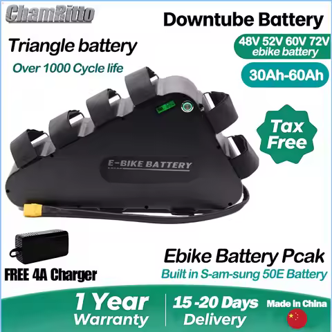 60v 72v 3000w Electric Bicycle cham-rider Triangle battery 36v48v52v 30ah 40ah 50ah 60ah ebike 1000w