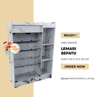 4-Tier Glass Door Shoe Cabinet - 90cm Ivory Shoe Rack - Minimalist Shoe Storage in Medan