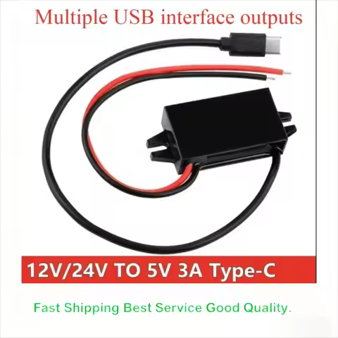 12V 24V to 5V 3A Car Buck Converter DC-DC Step Down Voltage Power Supply Adapter for Type-C USB Mini