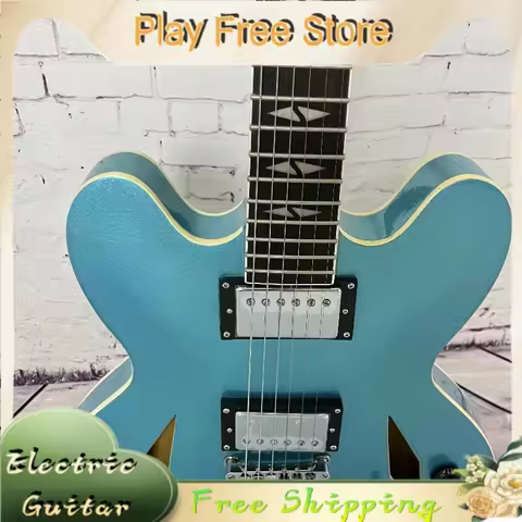 Ice Blue ES 335 Metallic Electric Guitar Half Hollow Diamond Shell Flying Bird Product Record Solid 