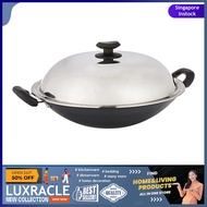 [sgstock] Dolphin Collection Non-Stick Chinese Wok With Stainless Steel Cover -36 Cm - [] []