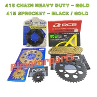 ( 415 ) LC135/RXZ/Y125Z ZR/125Z/ZR/SRL110/Y110 SS/SS2/Y16 Y15 4-LUBANG 415H CHAIN GOLD RANTAI 415 SP