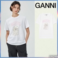 Ganni Poodle Print Relaxed Fit Cotton Jersey T-Shirt