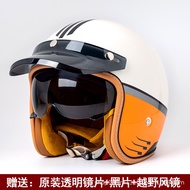 DOT Harley Motorcycle Helmet Mens and Womens Motorcycle 3/4 Helmet Fiberglass Four Seasons Electric