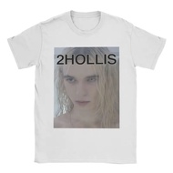 T-shirt 2HOLLIS untuk lelaki, kapas tulen, bergaya, leher bulat, lengan pendek, cetakan grafik.