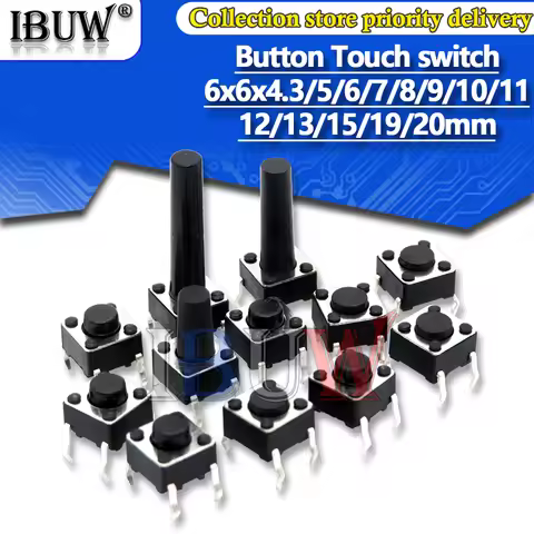 100PCS Button Touch switch 6x6x4.3 6x6x5 6x6x6 6x6x7 6x6x8 button DIP 4pin Light touch switch DIP4 T