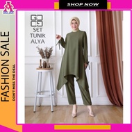 Baju Setelan Tunik Celana Panjang Wanita Muslim Dewasa Set Tunik Alya