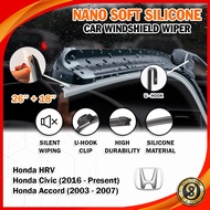 Honda HRV Civic 2016 Accord 2003 - 2007 Nano Soft Silicone Car Windshield Wiper 18'' + 26'' 1Set Car