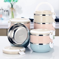 [SO]  304 Stainless Steel Lunch Box Tupperware Food Containers Fruits Storage 4 Layers Macaroon Stackable Airtight