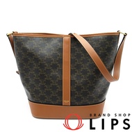 Celine 中型 Triomphe 水桶包 191132CAS PVC/皮革女士單肩包

棕褐色 [二手]