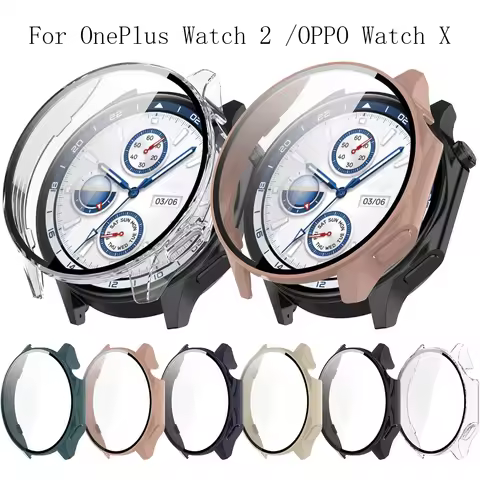 PC Case+Glass for Oneplus Watch 2 Smart Watch Tempered Glass All-around Bumper Protective Cover for 