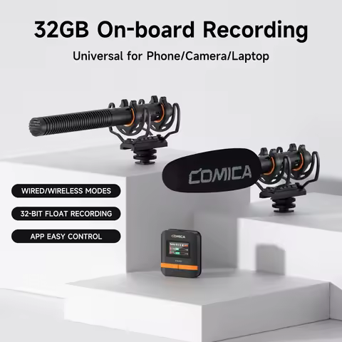 Comica VM40 Super Cardioid Dual-Channel Wireless Shotgun Microphone for Filming Vlog Podcast Intervi