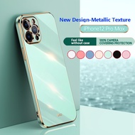 For IPhone 12 11 Pro Max 12 Mini Iphone12 12Promax Square Plated Phone Case Camera Lens Protection Fashion Couple Soft Shockproof Casing Back Cover