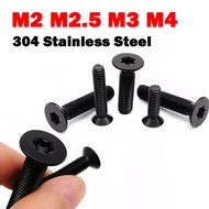 M2 M2.5 M3 M4 Length 4-35mm Black 304 Stainless Steel Screw Six Lobe Torx Head Flat Countersunk Head
