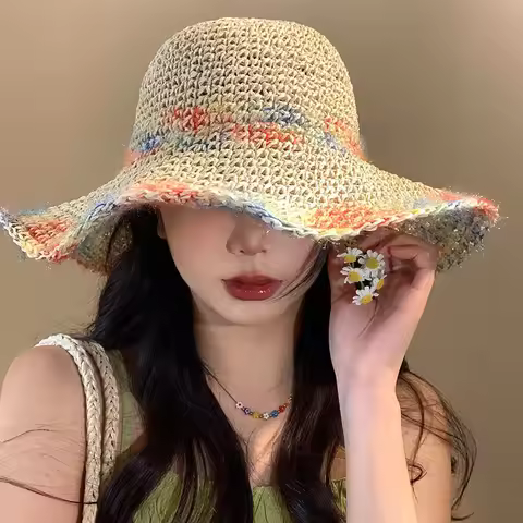 Women's Straw Hat Summer Sun Hat Sun Protection Wave Sun Hat Beach Cool Hat Women's Hat Beach Hats