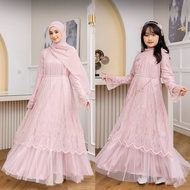 NEW Gamis Sarimbit Lebaran 2026 AQEELA COUPLE Mother And Daughter 8-13 Years Old Velvet Mix Brocade 