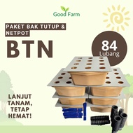 GoodFarm Depok - BTN Package with Lid and Hydroponic Netpot for Beginners 84 Holes, 7 Tubs, Wick Sys