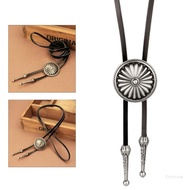 Crazy Vintage Round Bolo Tie Necklace Western Bolo Tie Cowboy Tie Sweater Chain Cowboy Leather Neckt