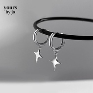 Yours by Jo S925 Sterling Silver Twilight Star Drop Hoop Earrings