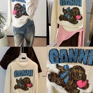 ENEN | Ganni style long-sleeved knitted sweater with cute puppy pattern – E11310