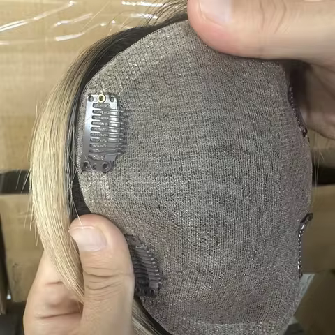 16inch T1B-P8/613 Virgin Human Hair Toppers for Women Cuticle Aligned 5x6 Hand-Tied with Swiss Silk 