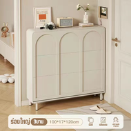 ตู้เก็บรองเท้า ตู้รองเท้า ชั้นวางรองเท้า มินิมอล ตู้รองเท้าสีครีม ที่ใส่รองเท้า ผ้าใบ มีบานพับ อเนกป