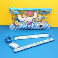 Wynolshop 6IN1 SANRIO STATIONERY SET / TRANSPARENT PENCIL CASE HB CINNAMOROLL KUROMI MRLODY CHILDREN