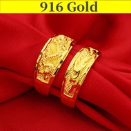 Couples Ring Gold 916 Original Singapore Rings for Women Men Korean Style Ring Couples Jewelries