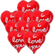 Belon Hiasan Hari Valentine BinaryABC, Belon Foil Bentuk Hati, Belon "I Love You", 10 Keping (Merah)