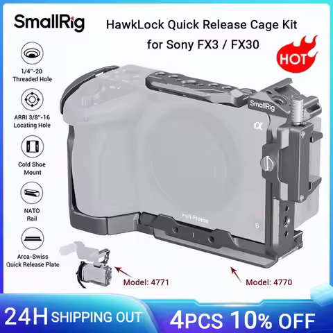 SmallRig FX30 Cage HawkLock Quick Release Advanced Cage Kit for Sony FX3 / FX30, With Cable Clamp Co