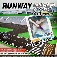 REPLIKA 2x1 Meter Runway Floor Game Toy Miniature Airplane Replica Pacu Airport Airport Airplane Sim
