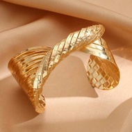 Gold Color Twiced Metal Finding Cuff Bangle For Women Silver Color Option Gemetric Cuff Bangle Party Evening Trendy Bracelet