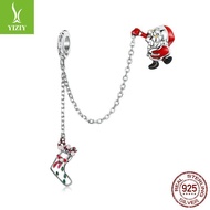 Silver Ziyun BSC542 Safety Chain Gift s925diy Bracelet Charm Christmas Santa Claus Sterling Silver N