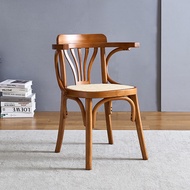 Nordic Solid Wood Retro Dining Chair Cafe Leisure Indonesia Real Rattan Stool Restaurant Household R