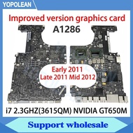 TA Improved version graphics card A1286 Motherboard For MacBook Pro 15" A1286 Logic Board i7 2.3G 36