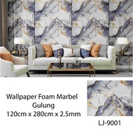 WD Wallpaper Foam Vinyl Marble Roll 1.2M x 2.8M x 2.5mm Wallpaper Siker Marbel DIY Room Wall
