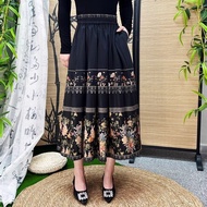 Ethnic Style Skirt High Waist Elastic Chinese Style Hanfu Printed Long Skirt Chinese Style Retro Mar