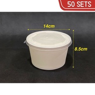 850ml White Paper Bowl + Lid (50sets)