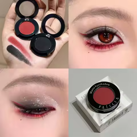 Black and Red Combination Eye Shadow Set Punk Goth Smoke Style Matte White and Blue Eye Shadow Set E