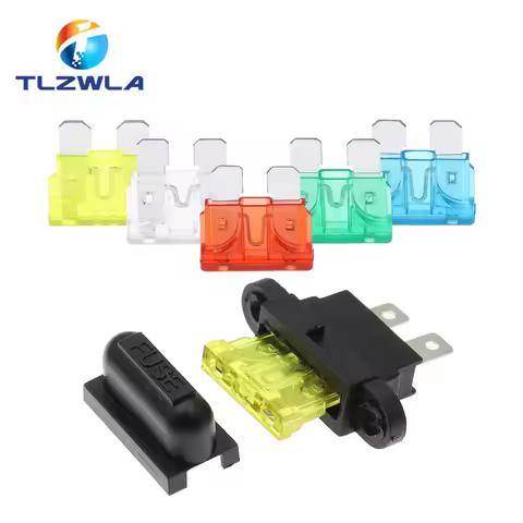 5PCS Waterproof Auto Standard Middle Fuse Holder + 1-50A Car Boat Truck ATC ATO Blade Fuse 3A 5A 10A