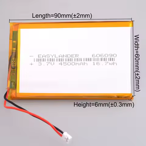 JST-PH 2.0mm 2Pin 3.7 4500mAh 606090 Lithium Li-ion Lipo Polymer Battery 706090 806090 106090 906090