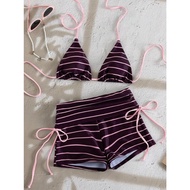 Women's discreet 2-piece bikini Set, high-waisted shorts that cover the belly, cute beach swimwear s