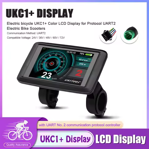 UKC1+ EBike Display UART 2 Cycling Odometer Wired Speedometer Scooter Display EBike Computer LCD Scr