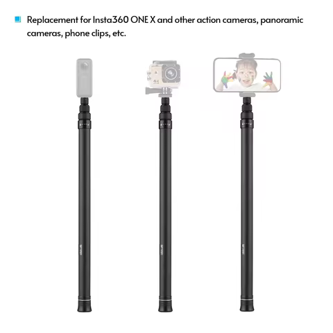 1.5m/3m/ 4.9ft CarbonFiber Selfie Stick Adjustable Extension Pole with 1/4 Inch Screw Replacement fo
