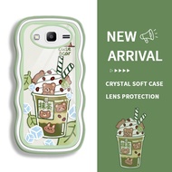 HIJAU Casing hp for Samsung Galaxy Prime Plus J2 Prime G532 J2 Ace Grand G530 J2 Pro 2018 J3 2016 J5 2017 J5 Pro Green Tea With Milk Cute Bear Soft TPU Silicone Clear Case