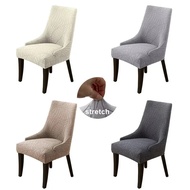 ⋌Jacquard Sloping Chair Cover High Back Armchair Cover Soild Color Accent Dining Chair Seat Cove 2۩