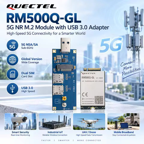 Quectel RM500Q-GL 5G NR M.2 Modem Module with USB 3.0 Adapter Dual SIM Slot Global Version